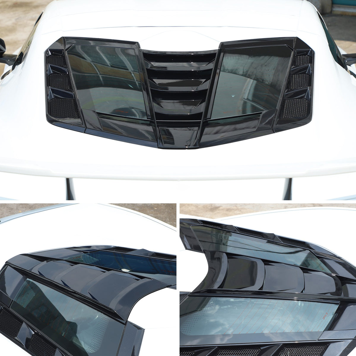 Piano Black Rear Split Window Applique Louver Trim For Corvette C8 Z51 2020+ 4