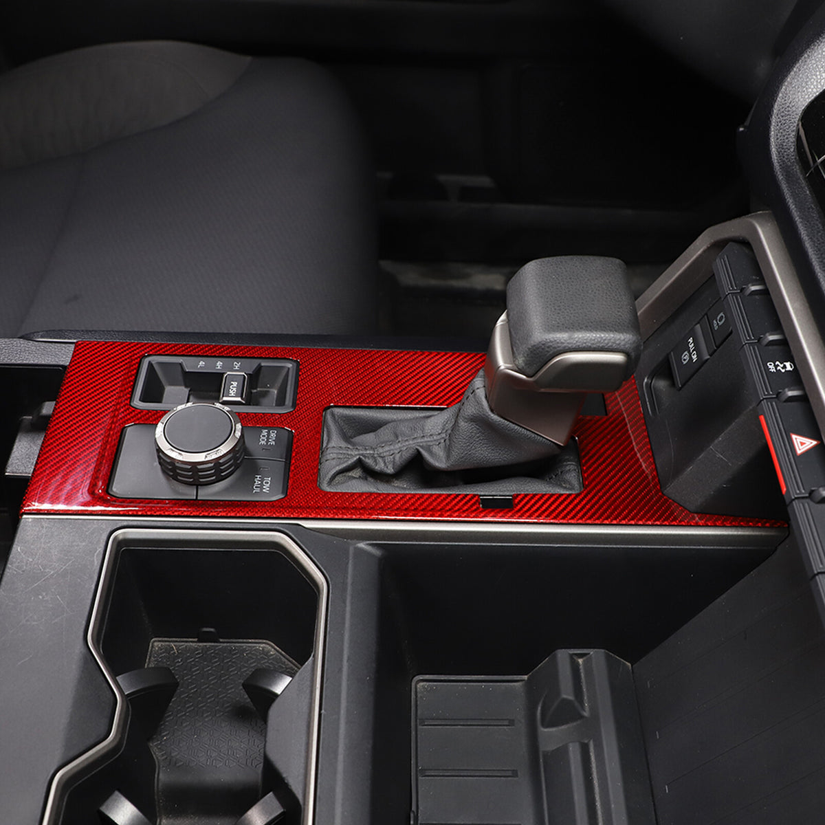 Red Real Carbon Fiber Console Gear Shift Box Panel Trim For Toyota Tundra 22-26 7