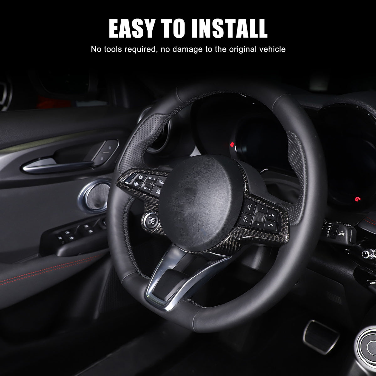 Real Carbon Fiber Steering Wheel Trim Set For Alfa Romeo Giulia/Stelvio 20+ 16