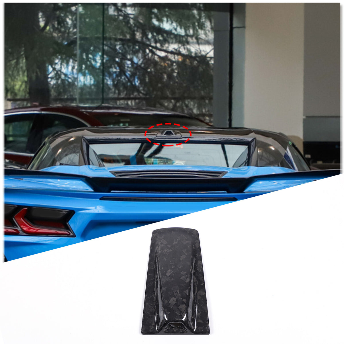 Forged Carbon Roof Rear Camera Protect Cover For Corvette C8 Convertible 20-26 8