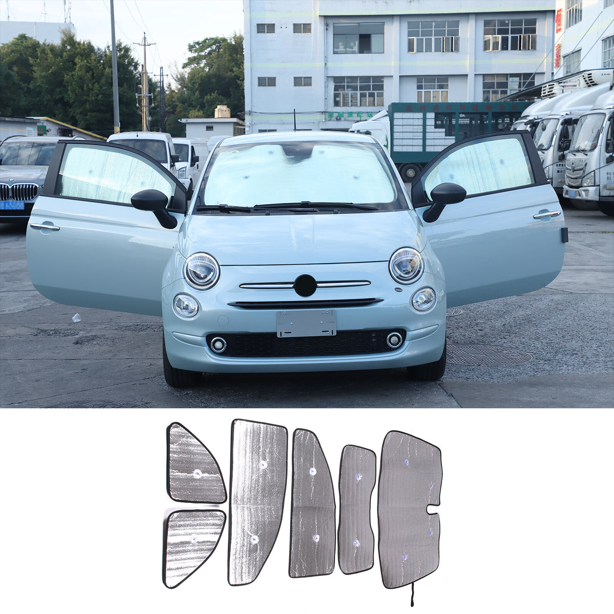 Full Side Window Sun Shield Privacy Sunshade 6pcs For Abarth 595 2011-2023 US 2
