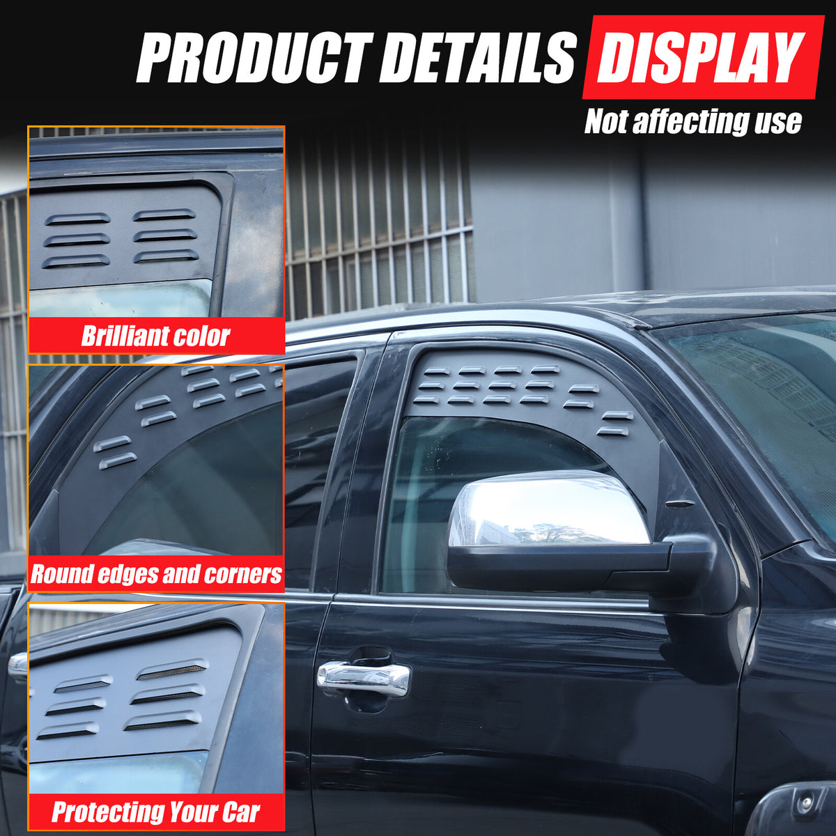 Black Alloy Front Window Louver Shutter Cover Trim For Toyota Tundra 2014-21 US 10