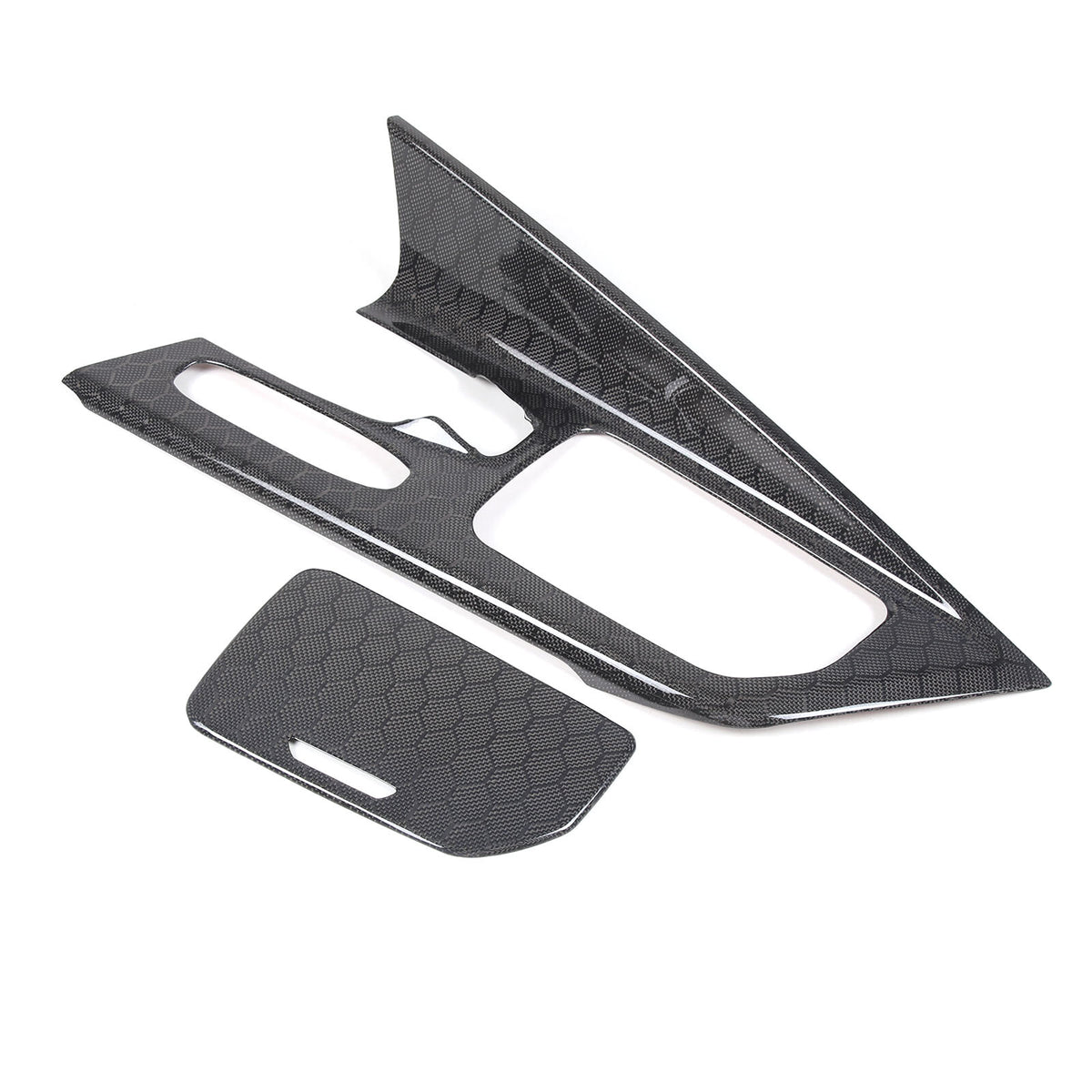 Real Honeycomb Carbon Fiber Center Console Gear Shift Panel Trim For C8 Corvette 18