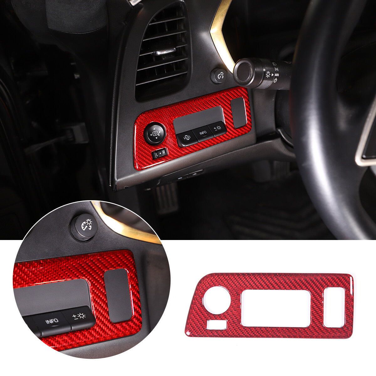 Red Real Carbon Fiber Interior Center Full Trim Set Kit For Corvette C7 2014-19 - Variants 6-10 18