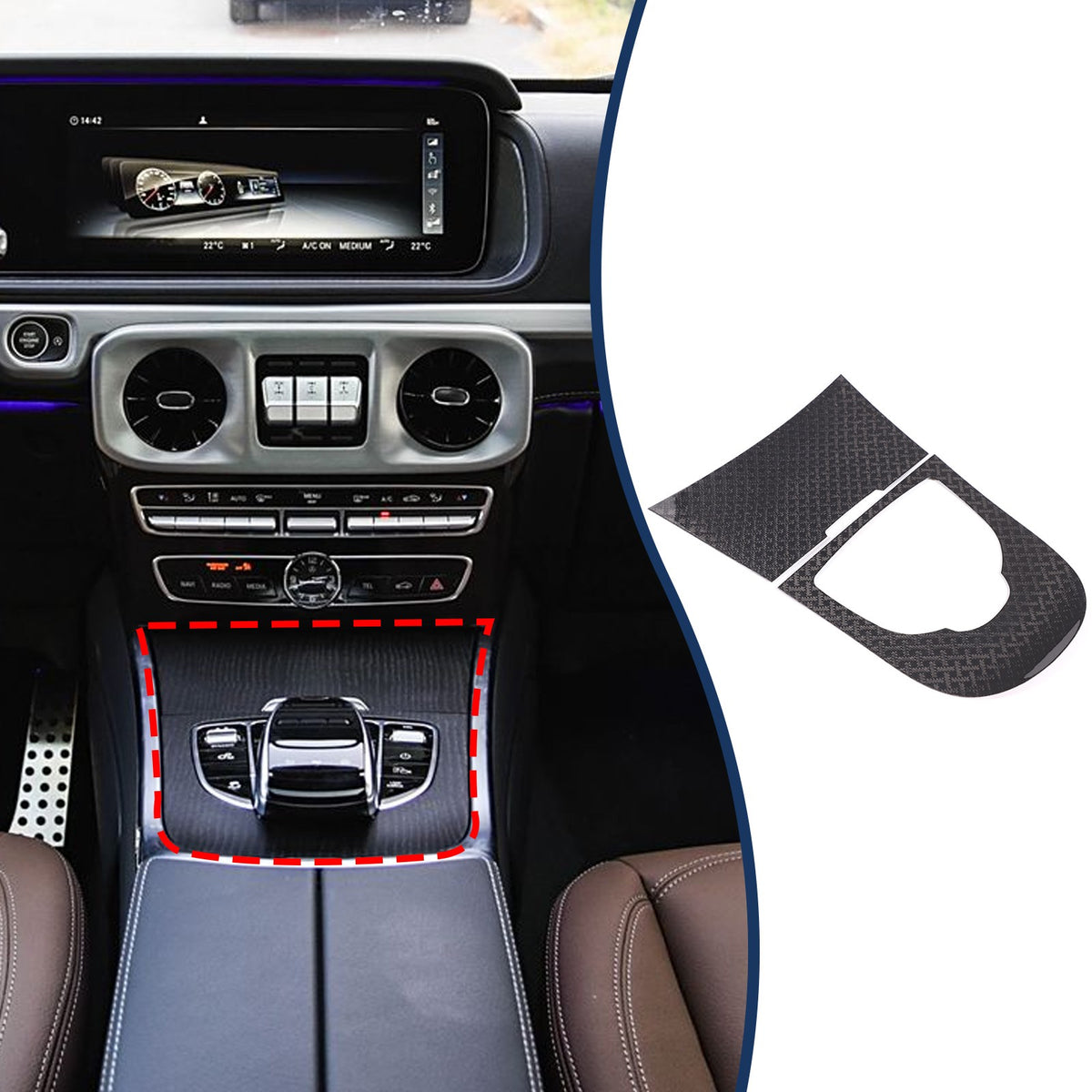 Rolls-Royce Real Carbon Fiber Center Panel Trim For Benz G-Class W464 2019-24 2