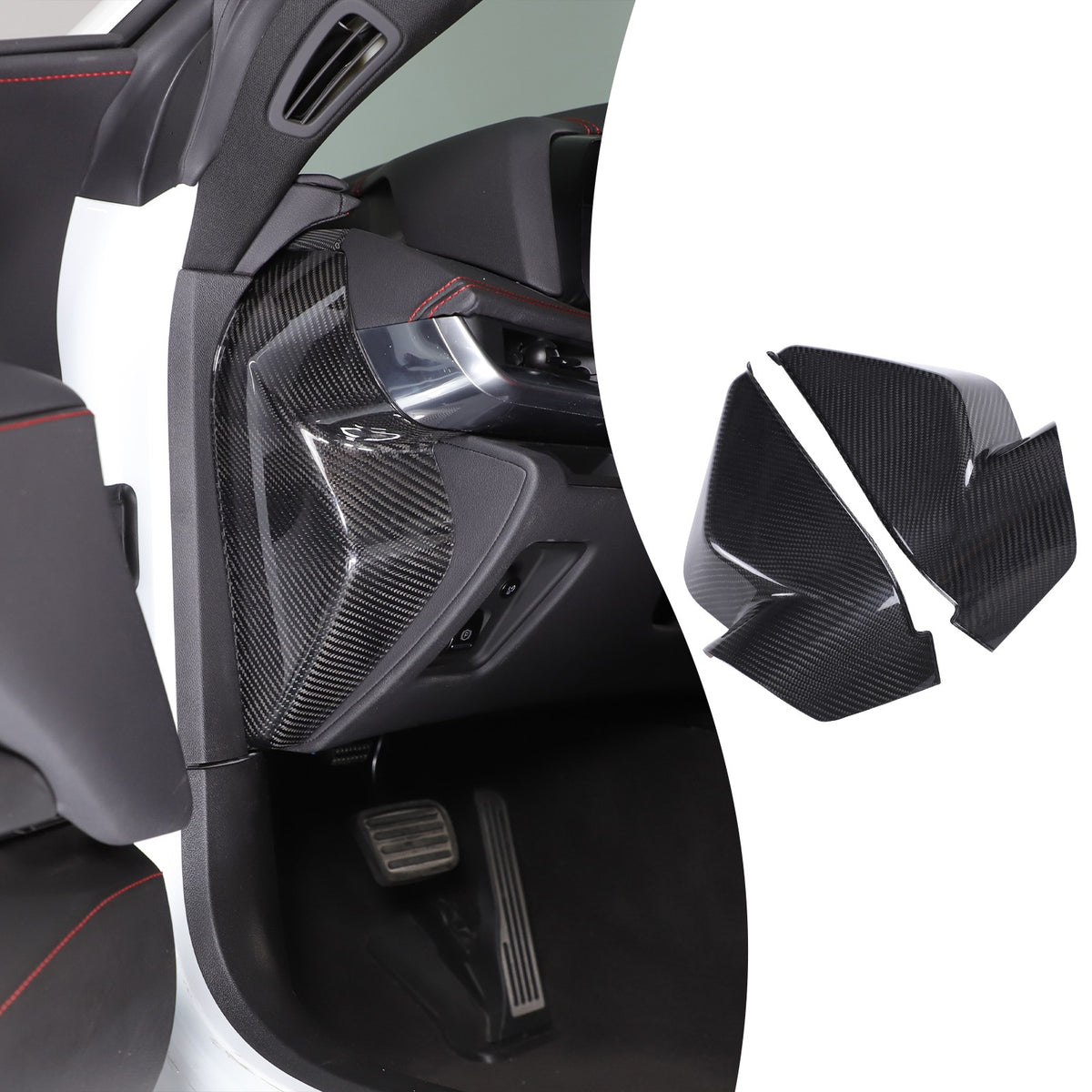 Real Carbon Fiber Interior Door Pillar Trim Cover For Corvette C8 2020+ 2