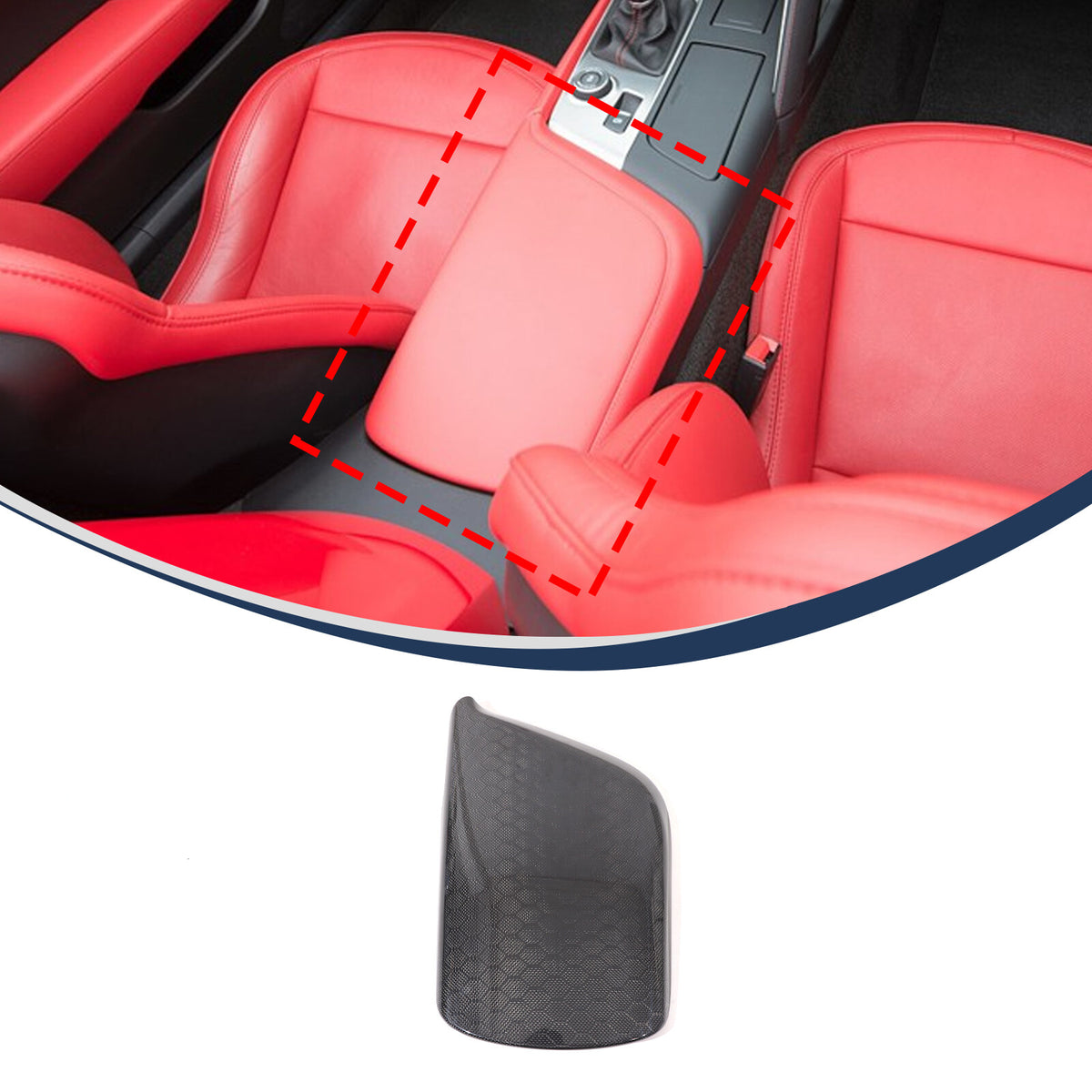 Honeycomb Carbon Fiber Center Console Armrest Box Cover For Corvette C7 2014-19 3
