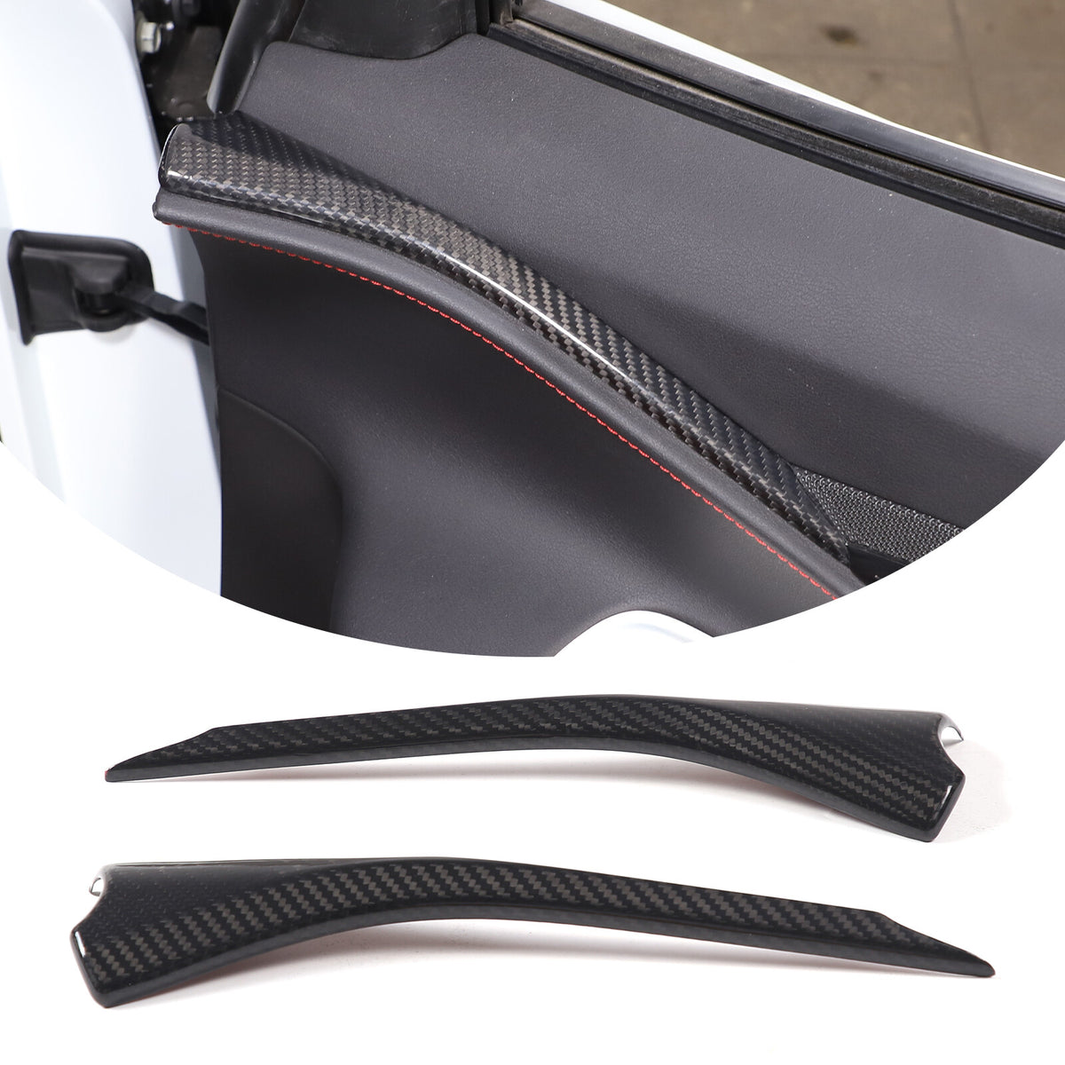 Real Carbon Fiber Interior Window Upper Door Panel trim For Corvette C8 2020-26 10