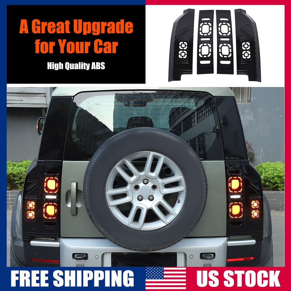 Mesh Piano Black ABS Taillight Protection Trim For LR Defender L663 2020-2025 US 1