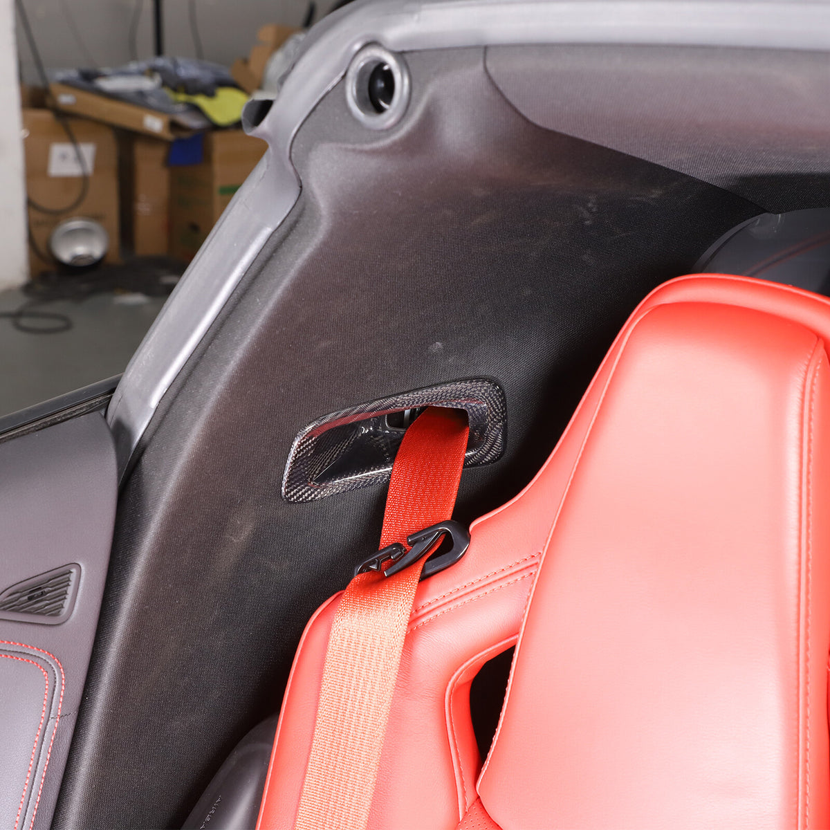 Real Carbon Fiber Seat Safety Belt Button Cover Trim For Corvette C8 20-26 US 6