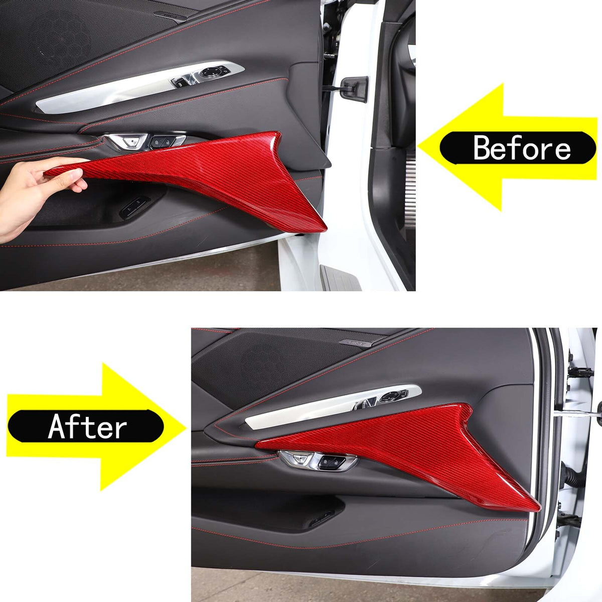 Red Real Carbon Fiber Interior Full Decor Cover Trim Kit for Corvette C8 2020-25 - Variants 6-10 30