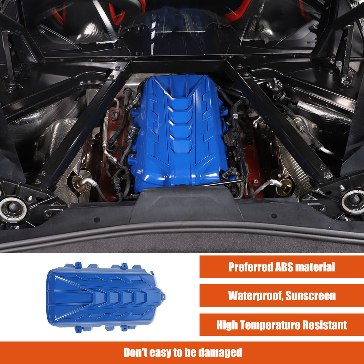 Blue Engine Hood Panel Trim Cover For Corvette C8 2020-26 US 7