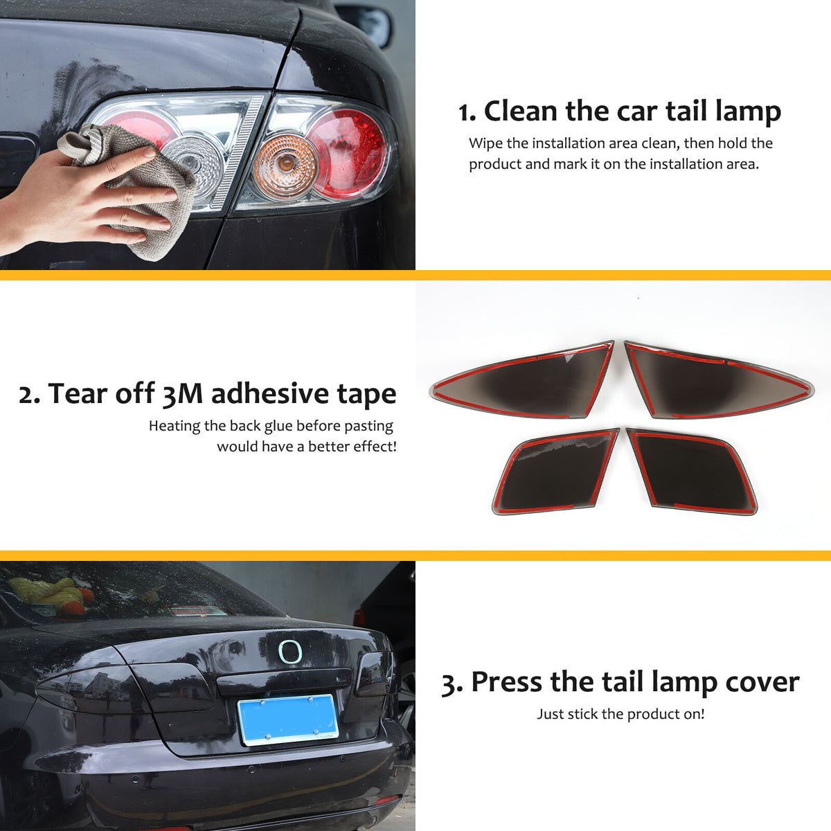 Smoked Black Rear Tail Light Guard Decor Cover Trim Bezels For Mazda 6 GG 04-08 10