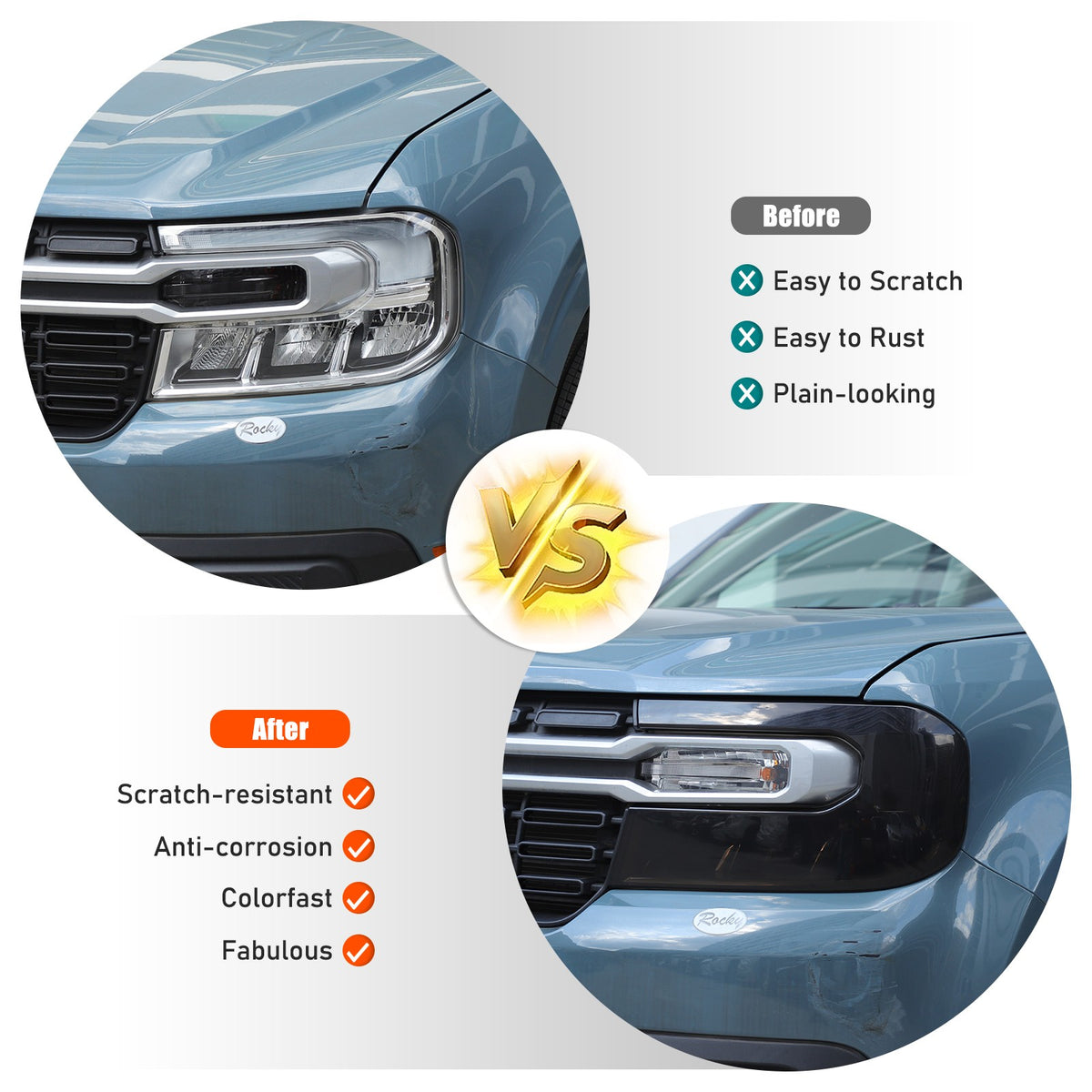 Transparent Gray Smoked Front Headlight Cover Trim For Ford Maverick 2022-2024 9