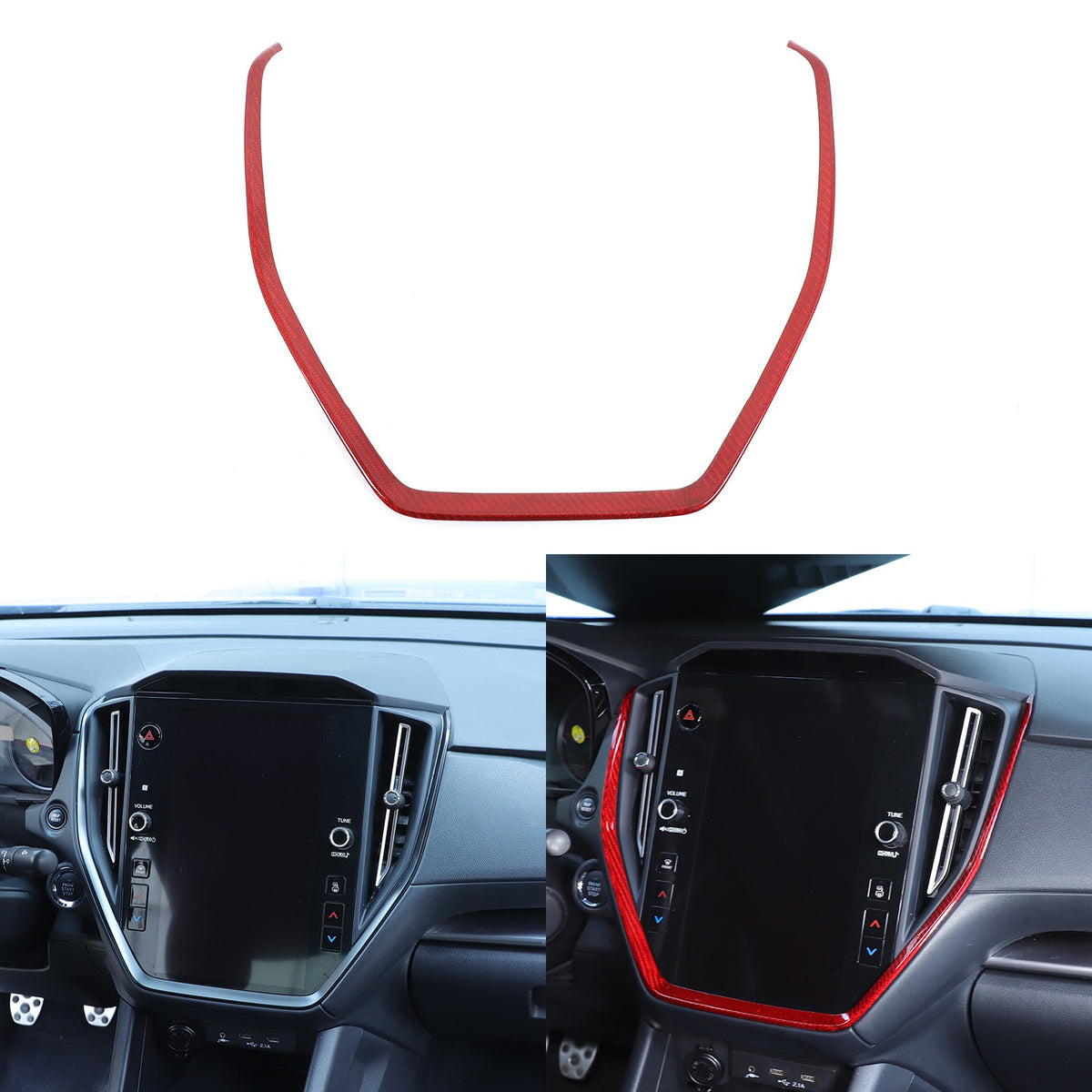 Red Real Carbon Fiber Navigation Screen Frame Trim For Subaru WRX VB MT 2022+ 2