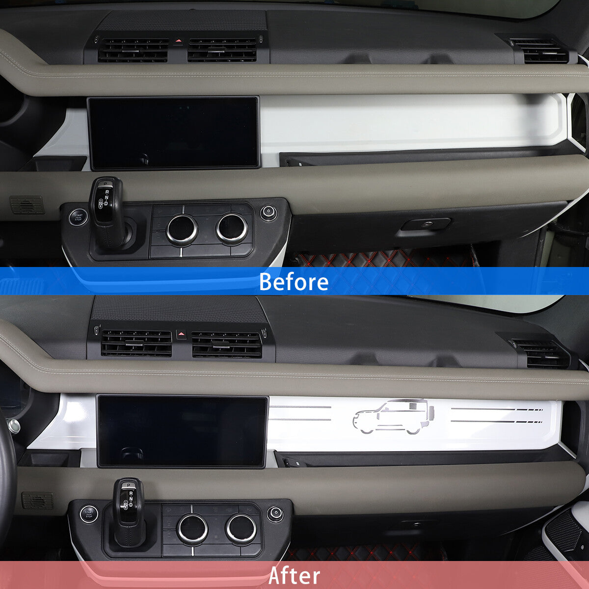 ABS Car Graphic White Dashboard Trim Kits For Land Rover Defender 90 110 2020-23 7