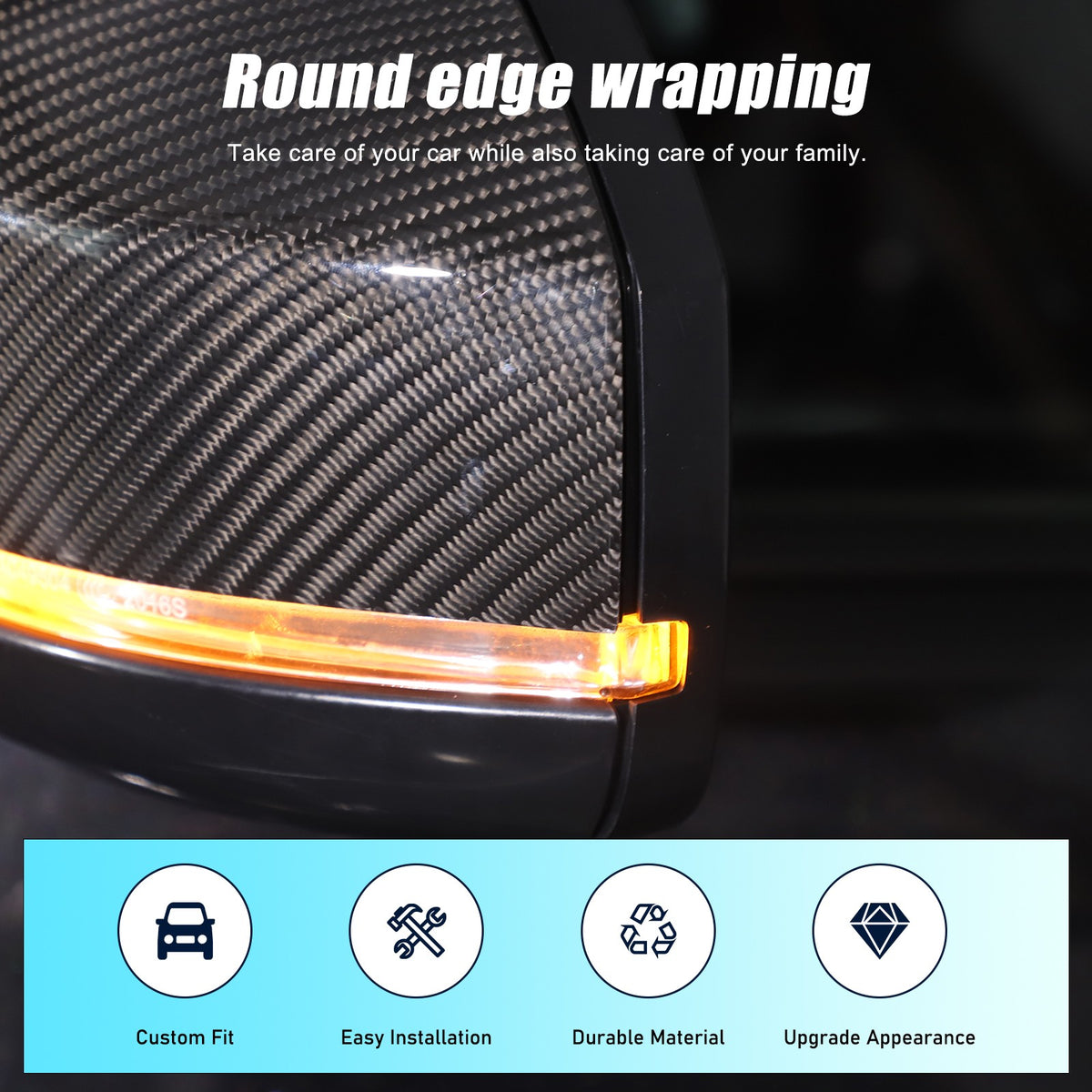 Real Carbon Fiber Outer Rearview Mirror Trim For LR5 Discovery 5 L462 2014-2021 9