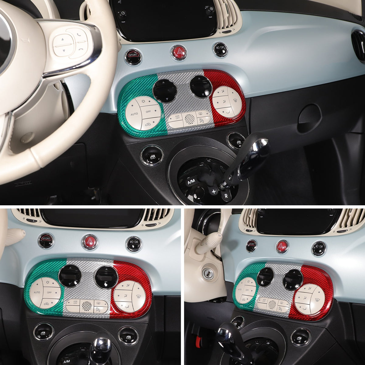 Tri-Color AC Control Switch Bezel Trim For Fiat 500 312 2016+ 4