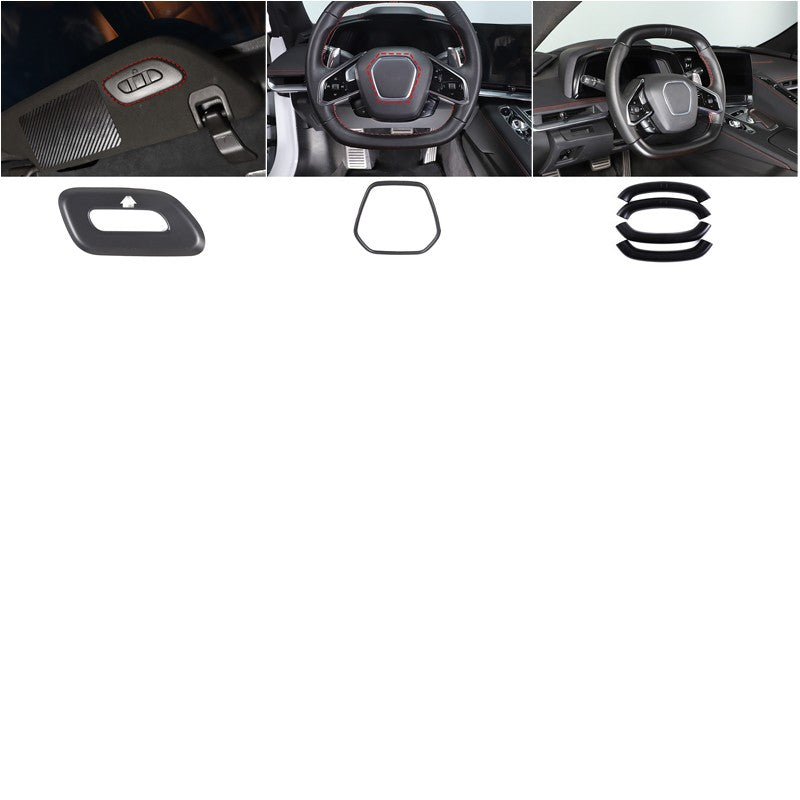 Matte Black ABS Full Interior Set Cover Trim Kit Set For Corvette C8 2020-25 5