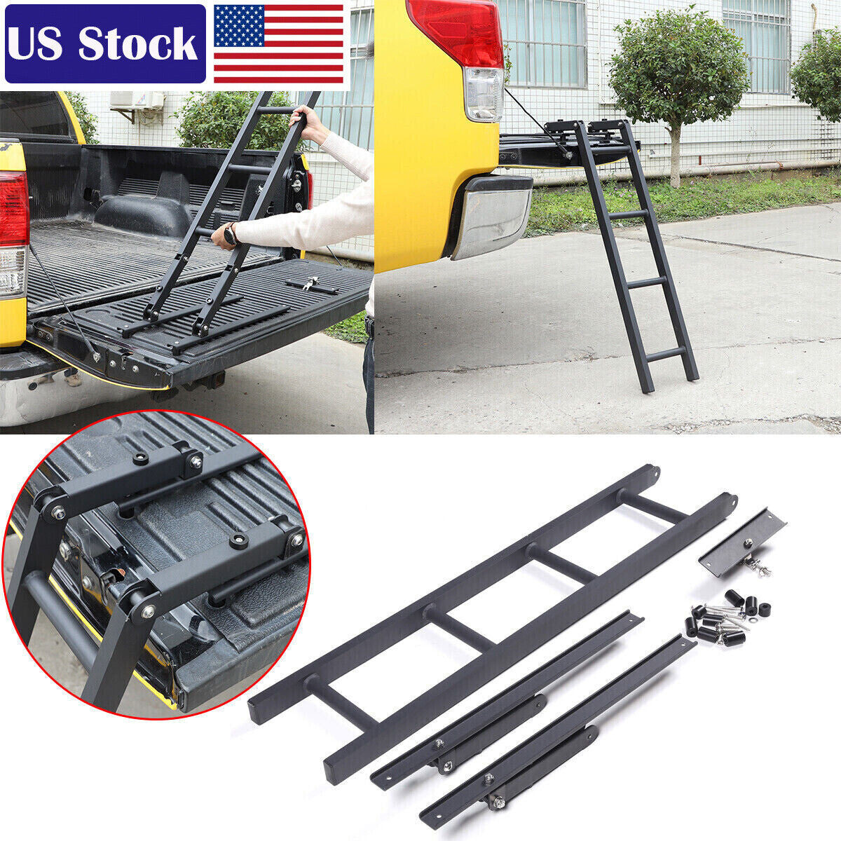 Black Alloy Truck Step Stair Tailgate Foot Ladder for TOYOTA TUNDRA 2007-2021 US 1