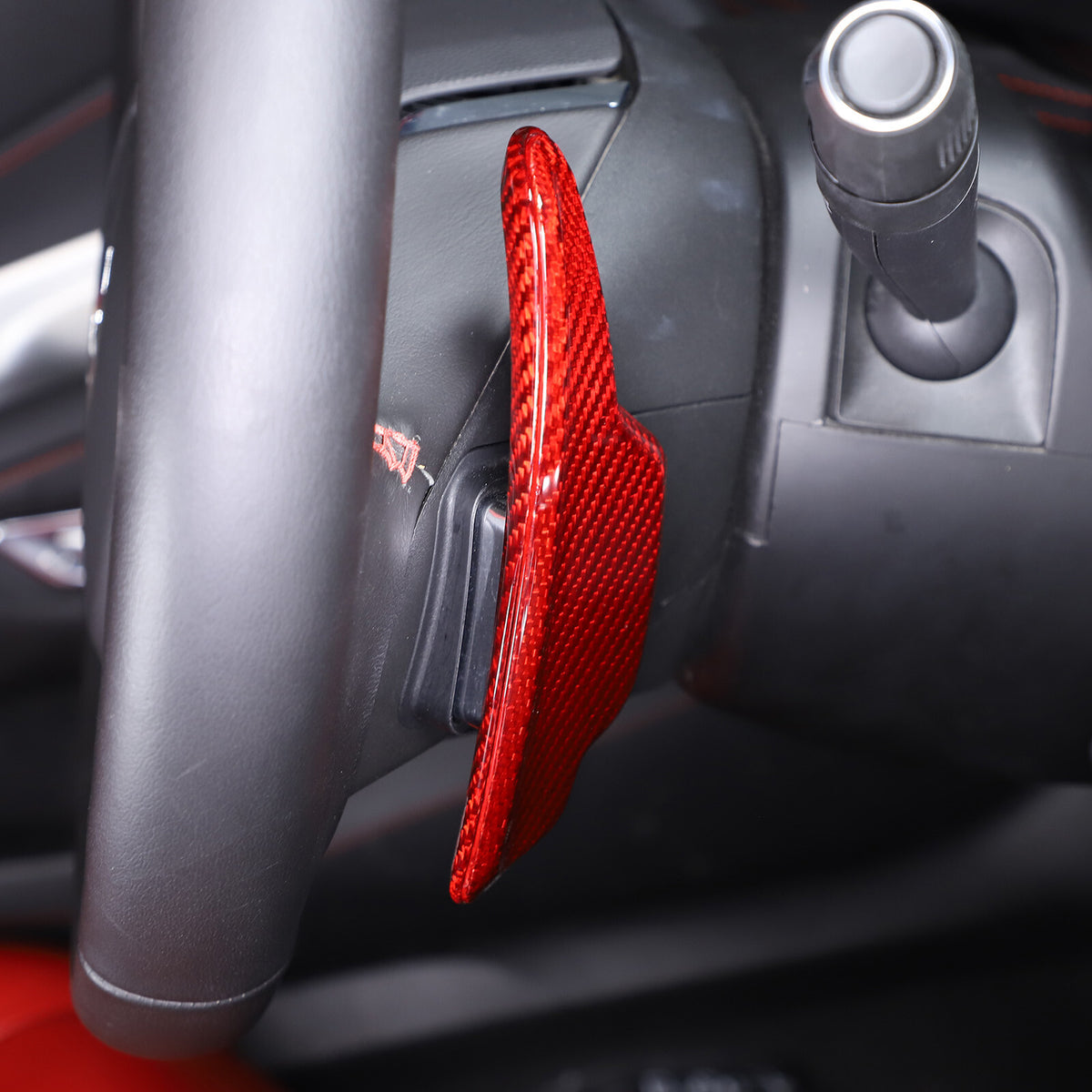 Red Real Carbon Fiber Gear Shift Paddles Paddle Shifters For Corvette C8 20+ US 7