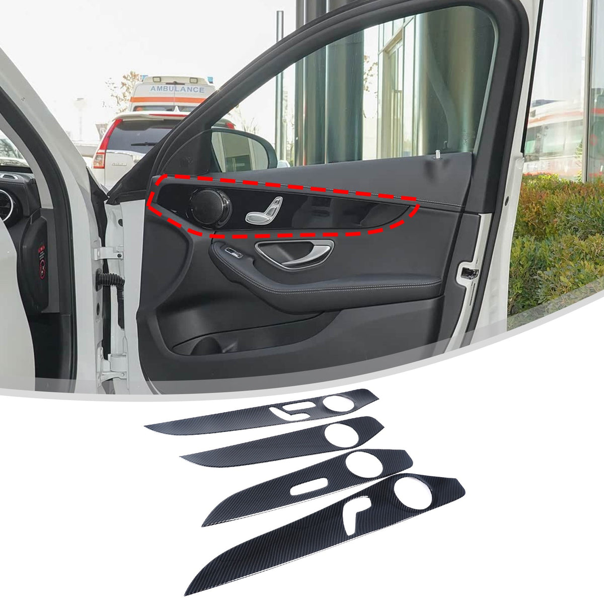 ABS Carbon Fiber Interior Door Panel Trim Cover For Benz C-Class W205 2015-21 US 16