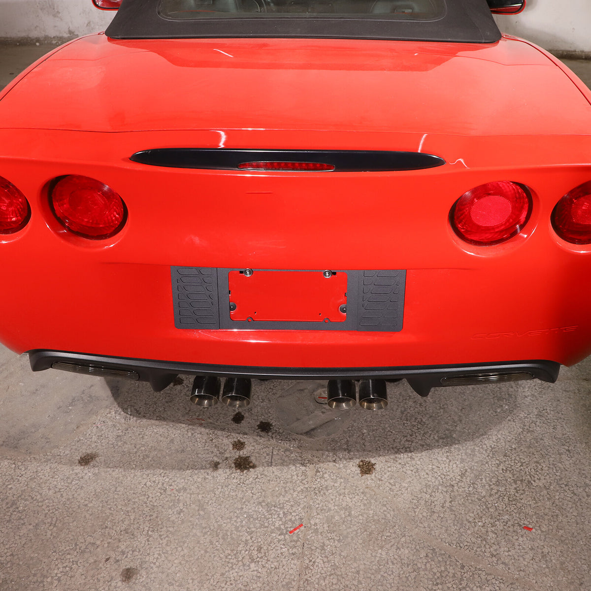 For Corvette C6 2005-13 Rear license plate Black Auminum Alloy filler Frame Trim 4
