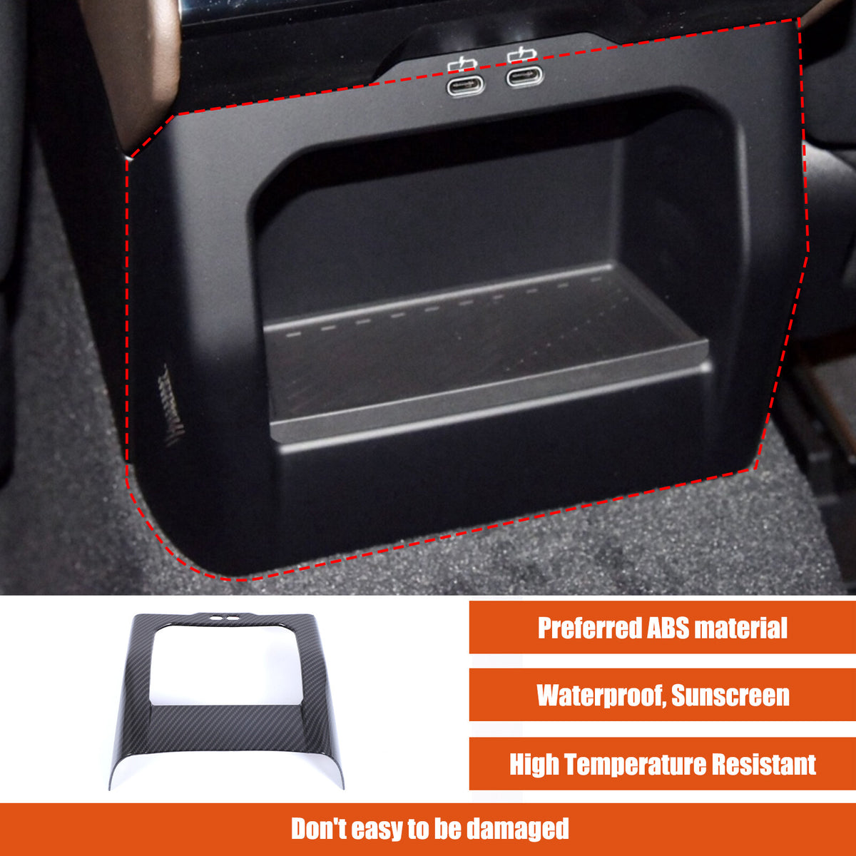 Carbon ABS Interior Rear Air Vent Anti-Kick Panel Trim For BMW 5 Series G60 24+ 19