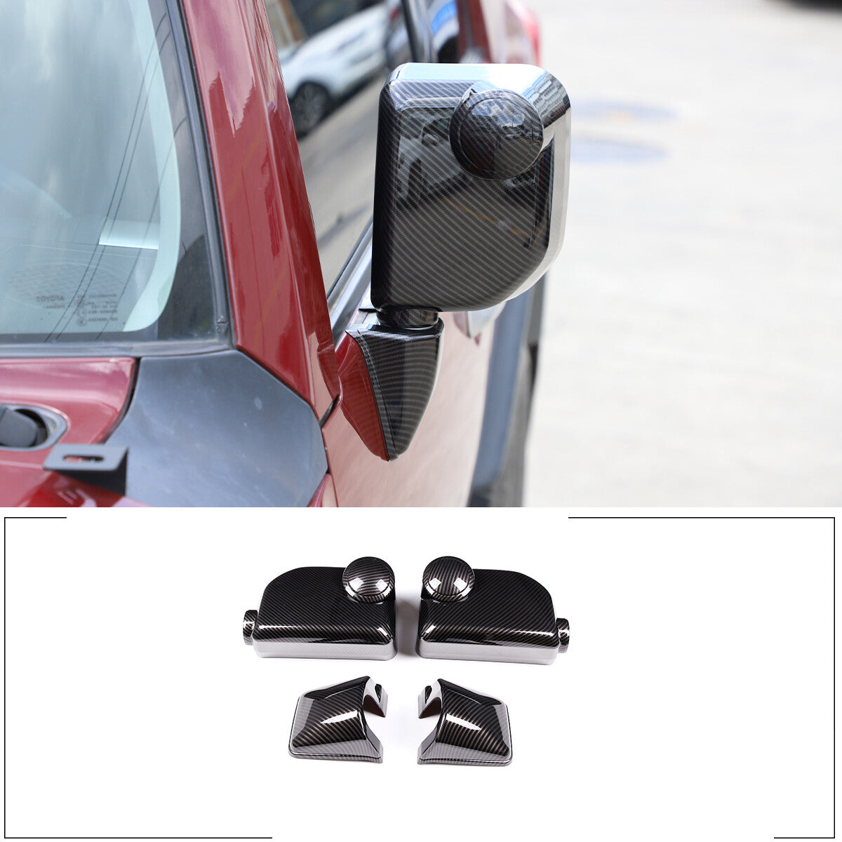 Carbon Fiber Style Rearview Mirror Cover & Door Handle Trim For FJ Cruiser 07-21 6