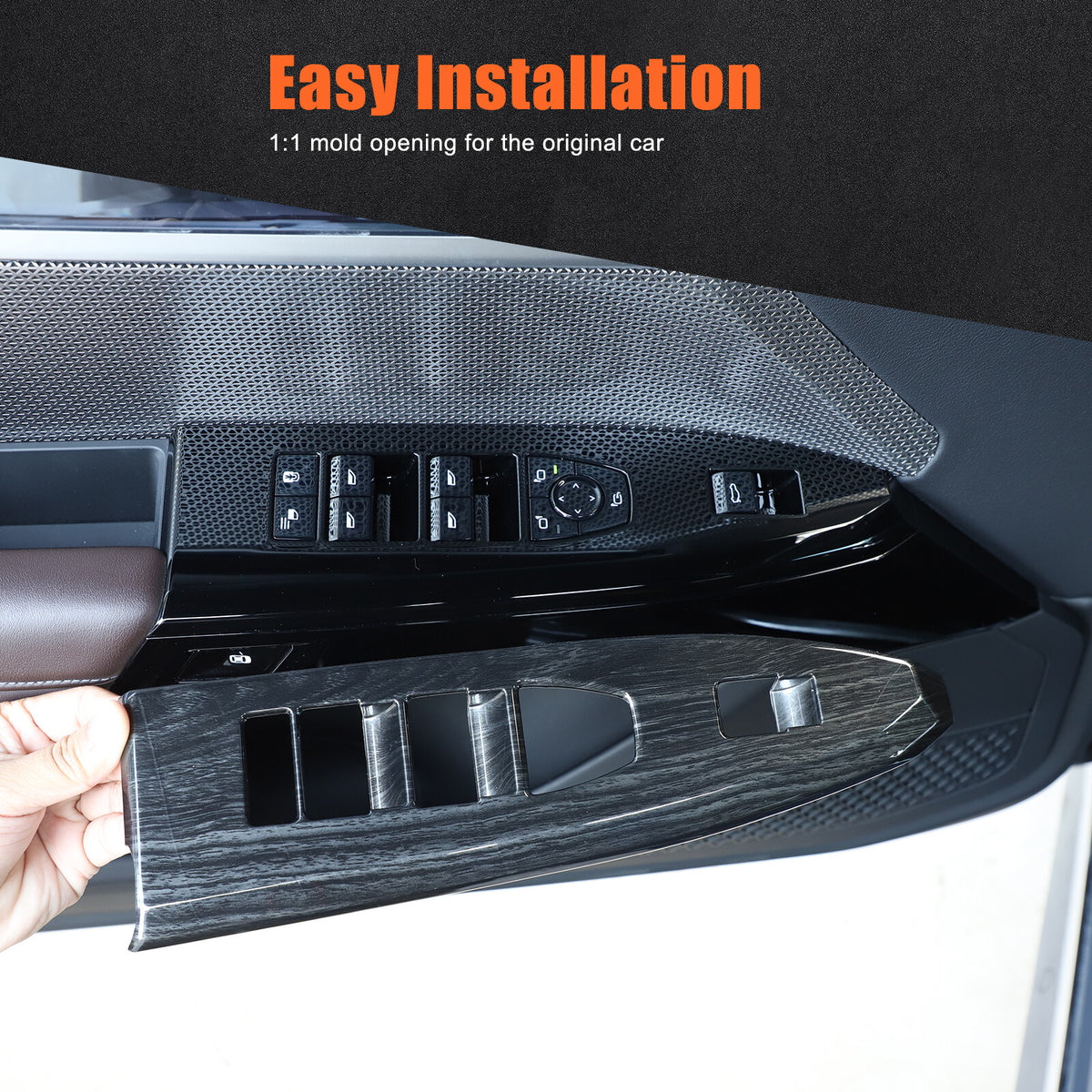 Black Grain Window Lift Switch Button Trim Frame For BMW 7 Series G70 2023-2025 4
