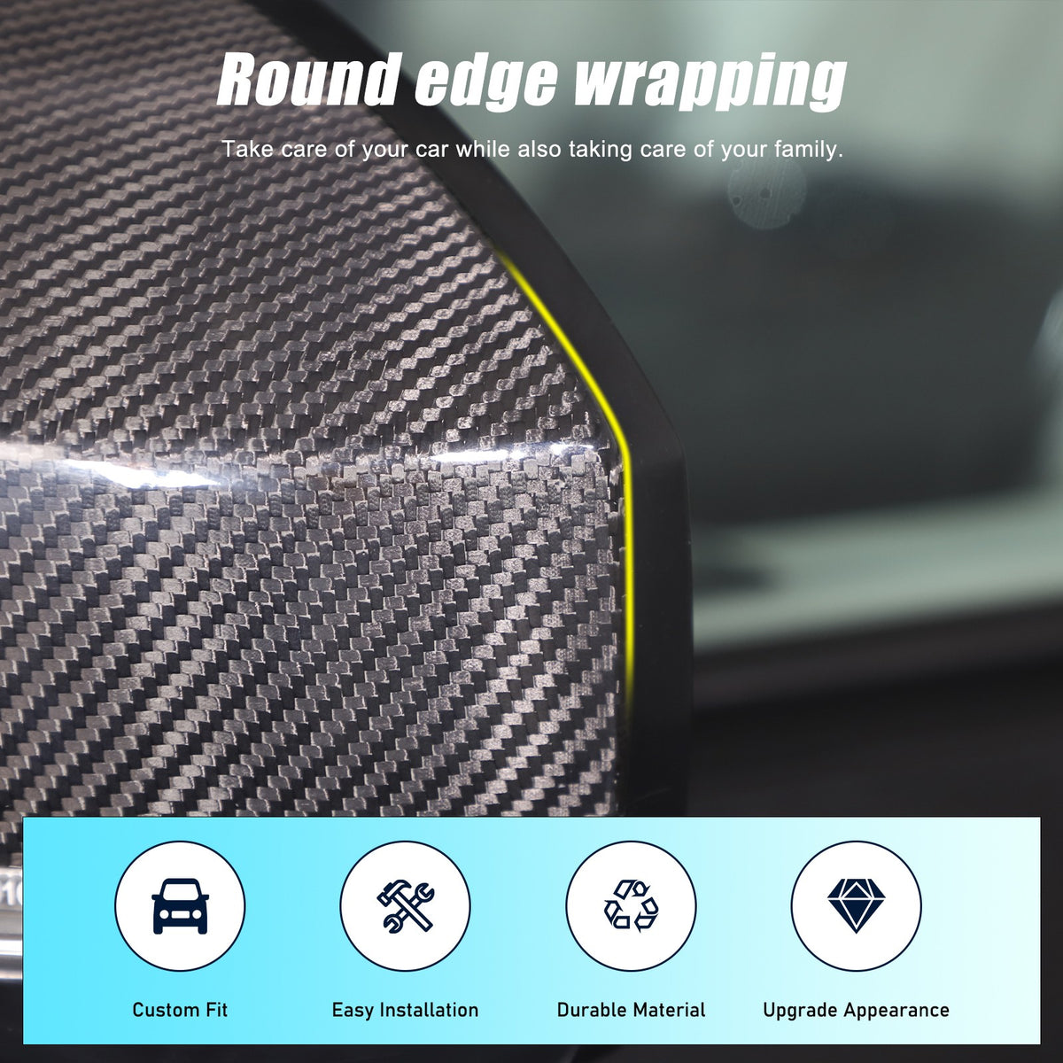Real Carbon Fiber Exterior Mirror Cover Trim For LR Range Rover Sport L494 14-22 15