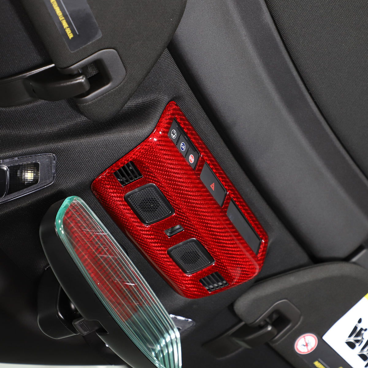 Red Real Dry Carbon Fiber Reading Light Trim Frame Cover For Corvette C8 2020-26 11