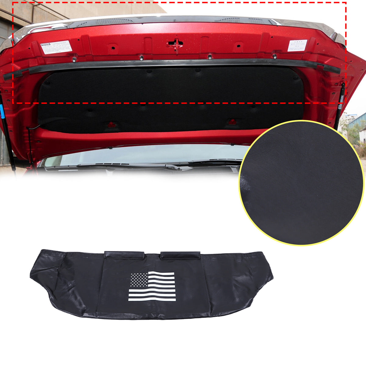 PU Leather Car Bonnet Hood Bra Wind & Bug Deflectors For Toyota Tundra 2007-21 9