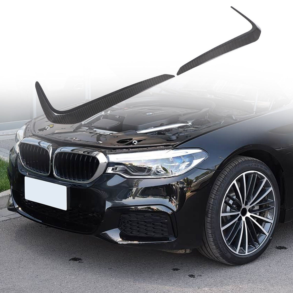 Real Carbon Fiber Front Fog Light Lamp Strip Trim For BMW 5 Series G30 2018-2020 14