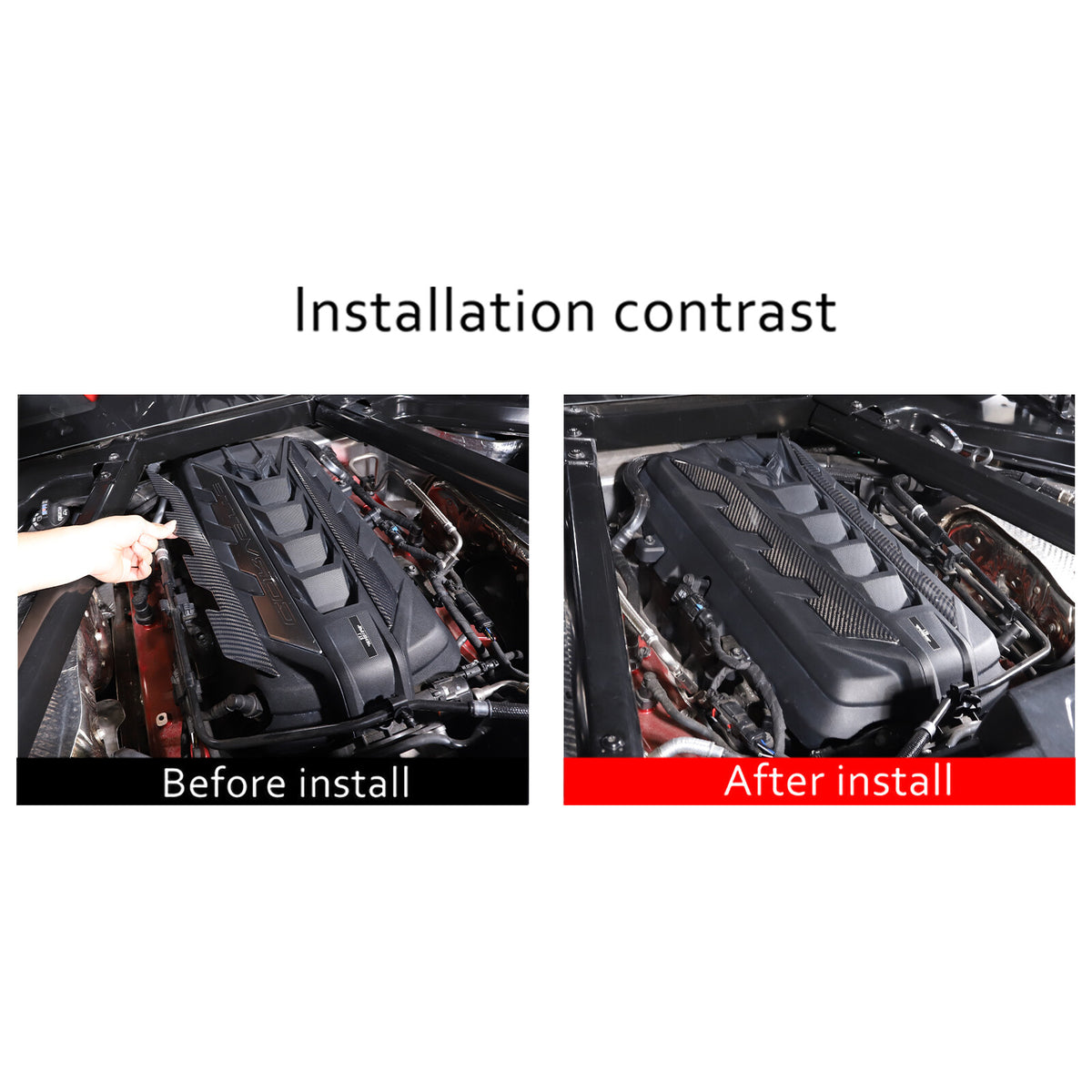 Real CARBON FIBER Engine Bay Trim Panel Filler Cover For Corvette C8 2020-2026 14
