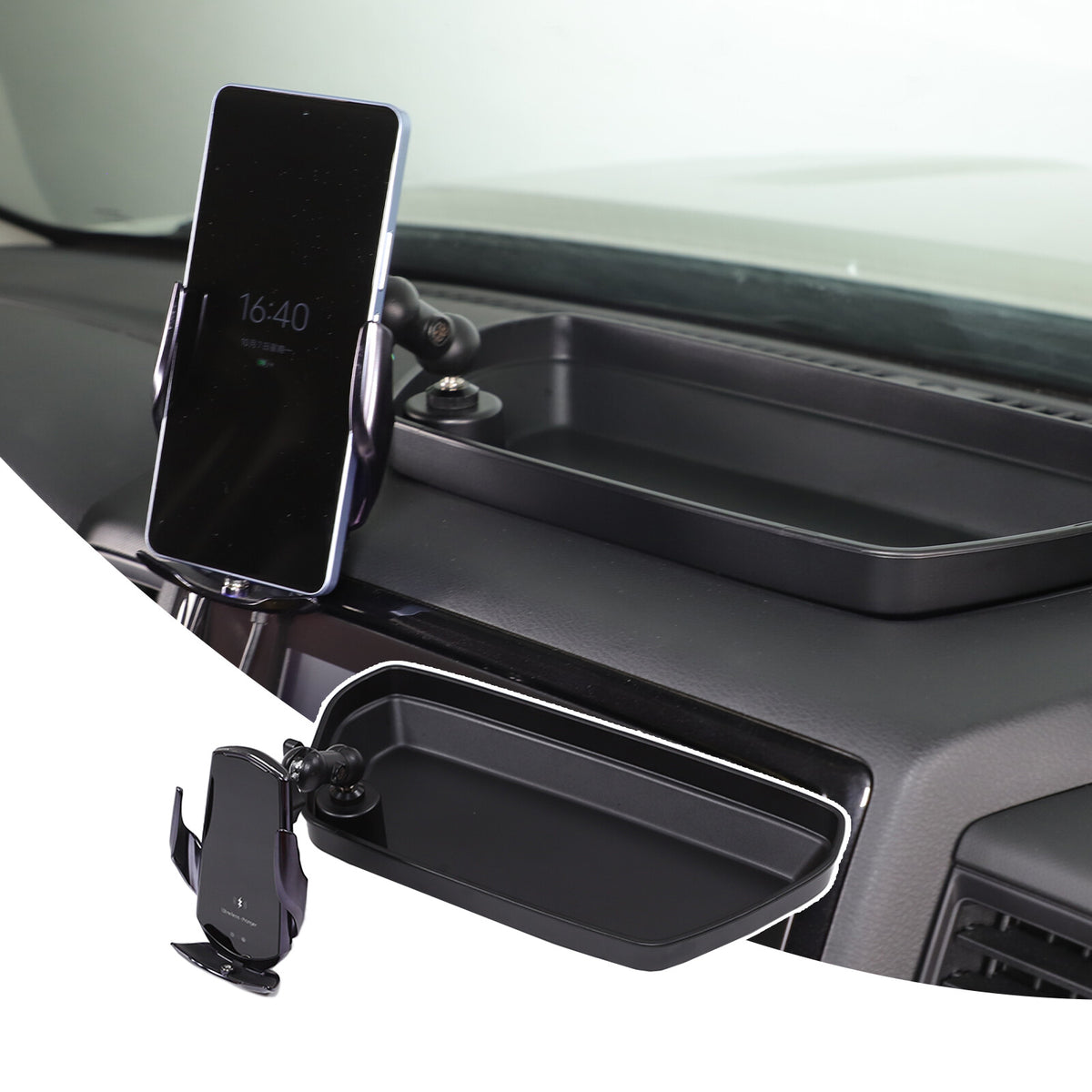 Wireless Dashboard Storage Tray Box Phone Holder For Nissan Frontier D41 2022-24 8