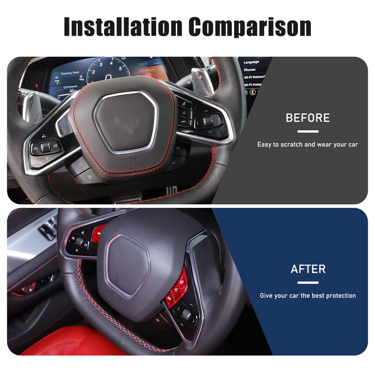 Red Real Carbon Fiber Interior Full Decor Cover Trim Kit for Corvette C8 2020-25 - Variants 21-25 49