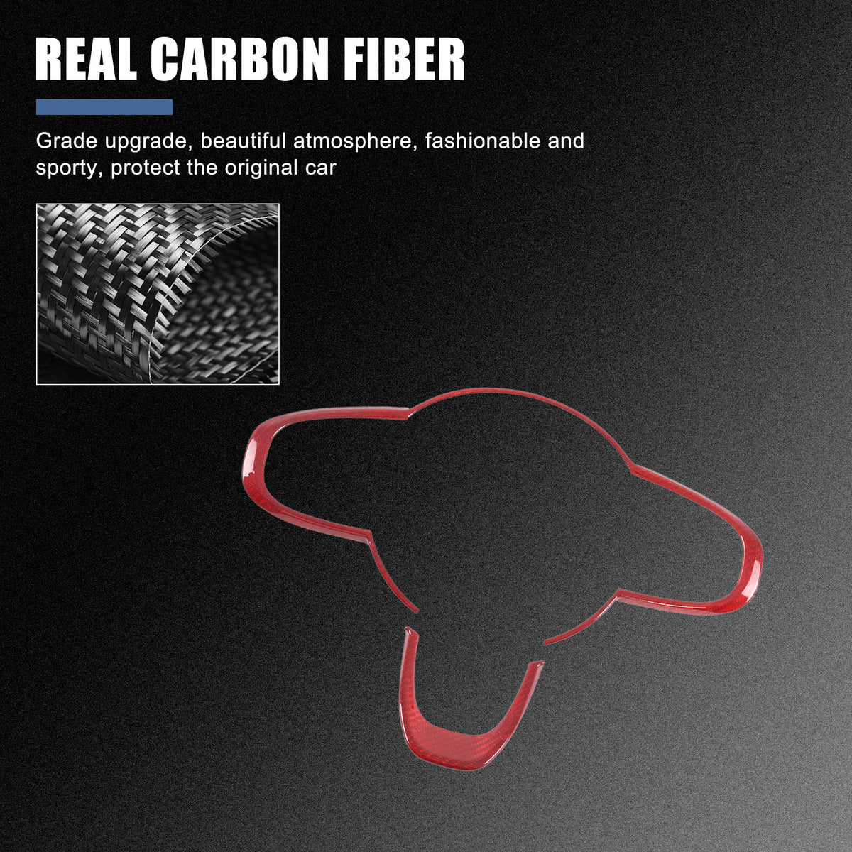 Red Real Carbon Fiber Steering Wheel Button Trim For Fiat 500 Abarth 595 695 16+ 9