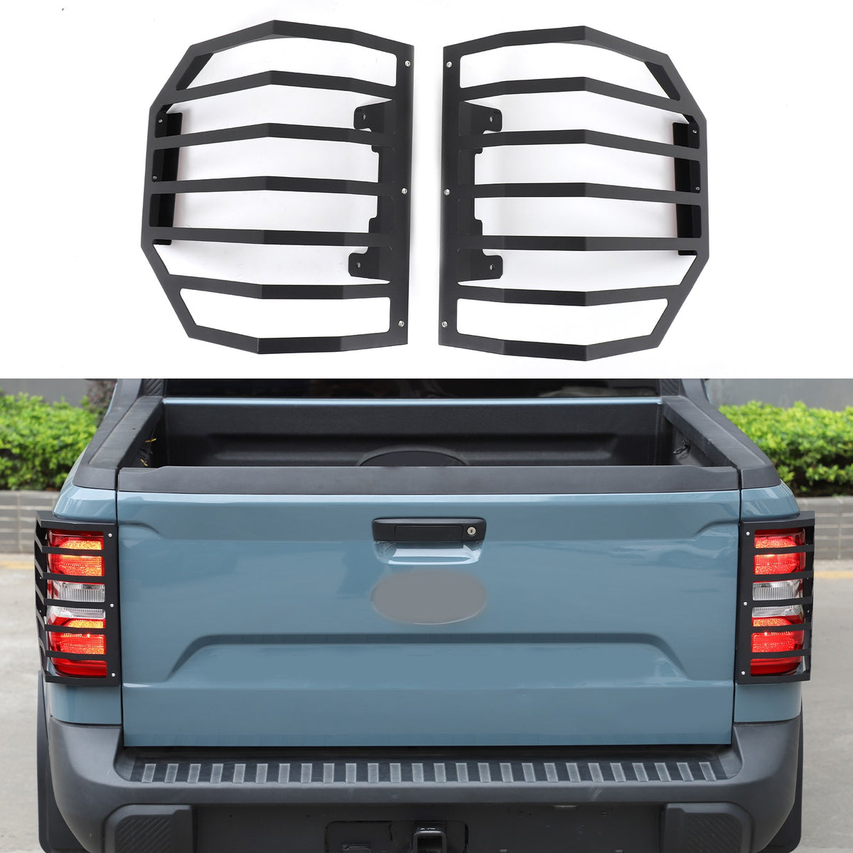 Mesh Carbon Steel Black Taillight Protection Cover Trim For Ford Maverick 2022+ 1
