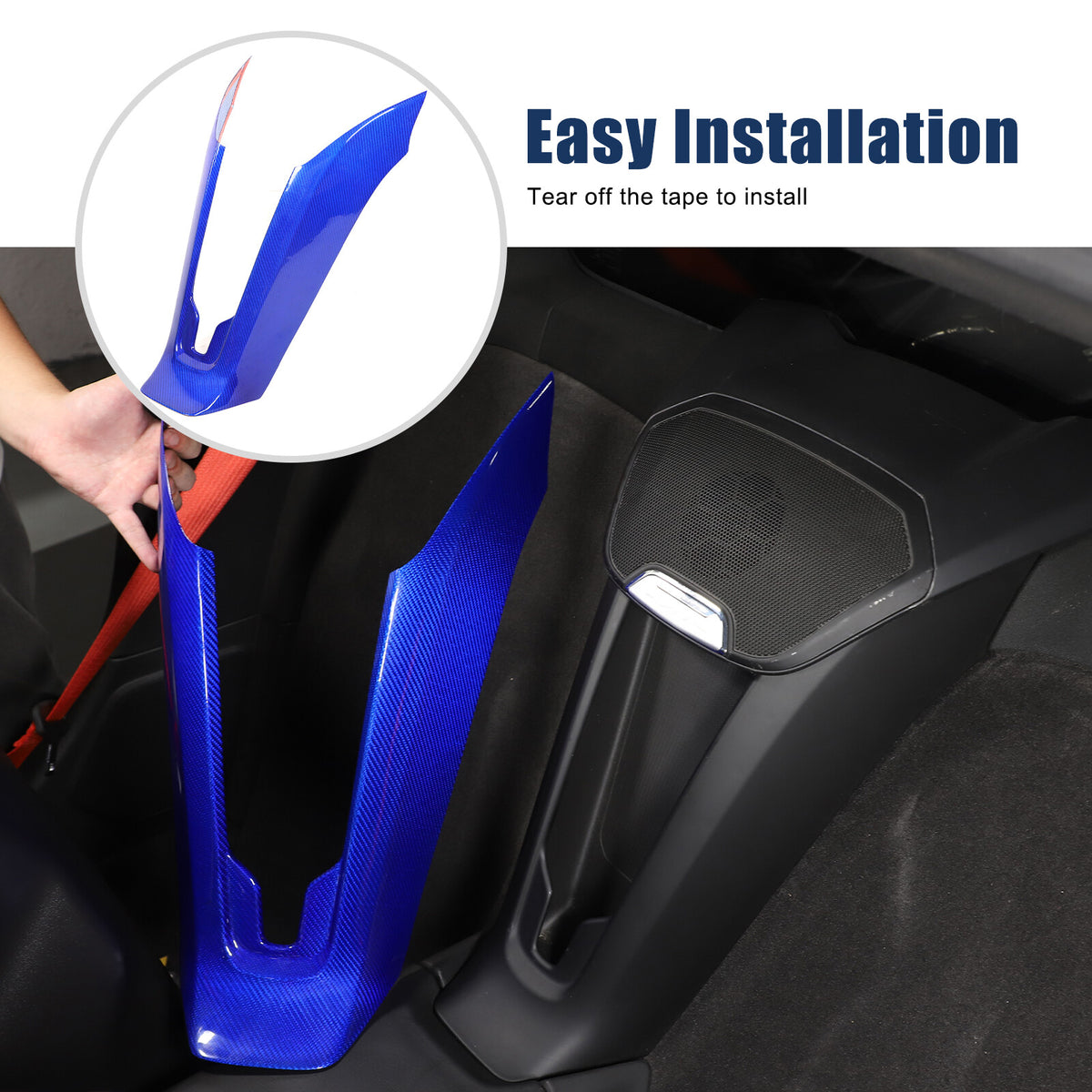 Blue Carbon Fiber Console Waterfall Wireless Charger Trim For C8 Corvette 20+ 3