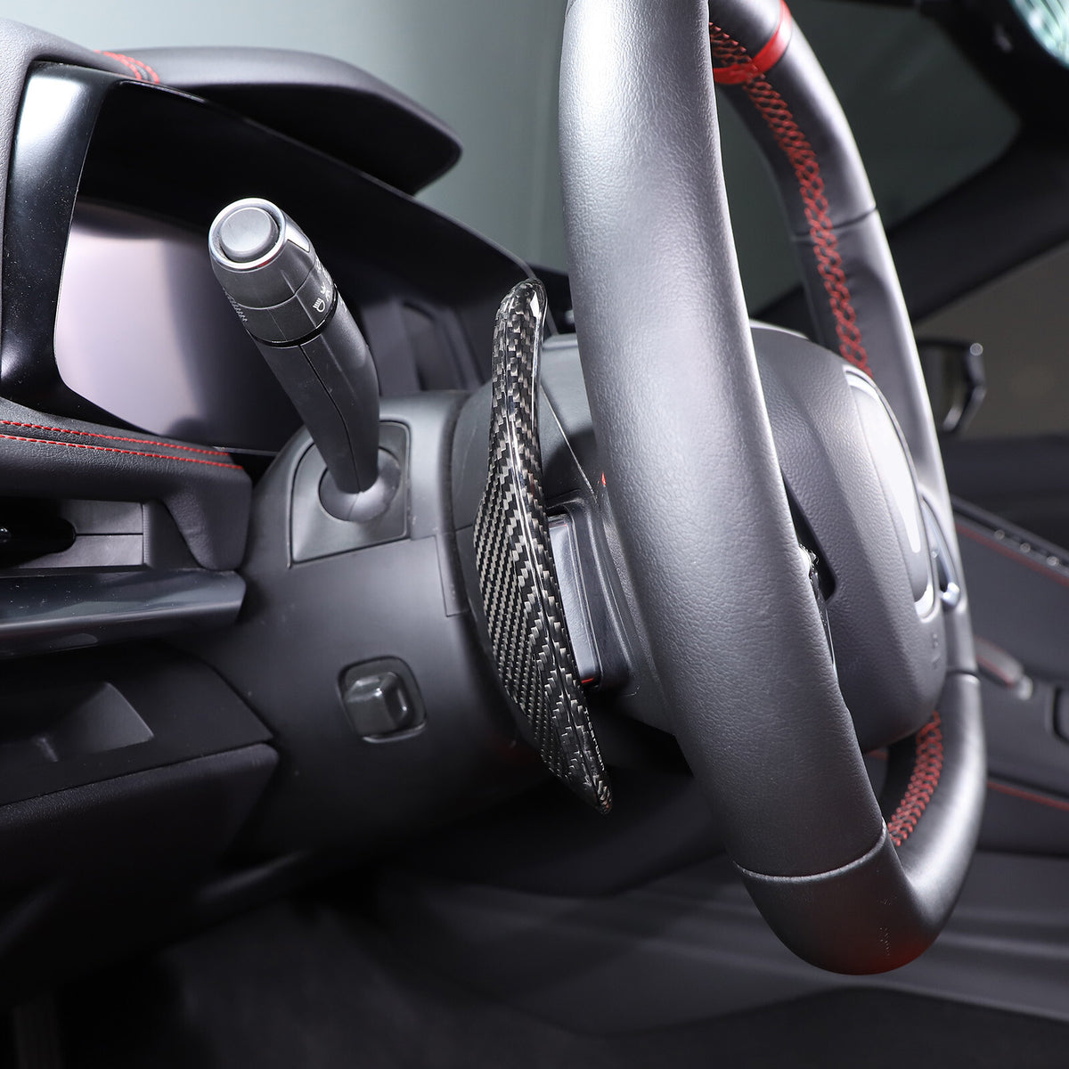 Black Real Carbon Fiber Gear Shift Paddles Paddle Shifters For Corvette C8 20-26 12