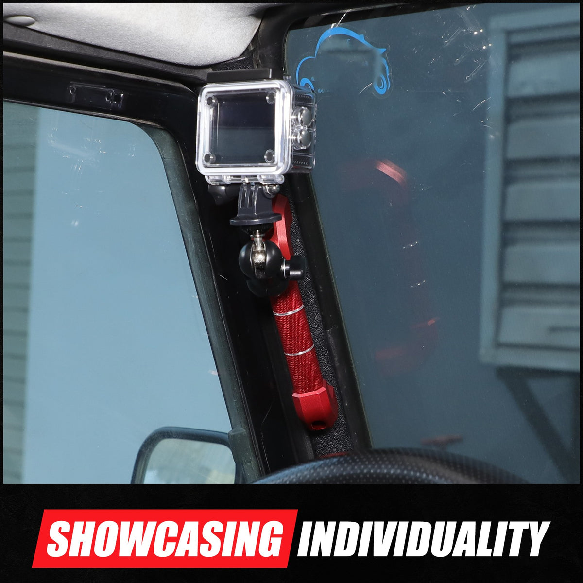 Red Aluminum A-Pillar Handle Cam Mount For Land Rover Defender L316 2004-2018 9