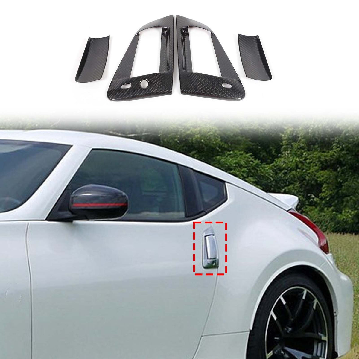 Real Carbon Fiber Exterior Door Handle Cover Trim For Nissan 370Z Z34 2009-20 US 4