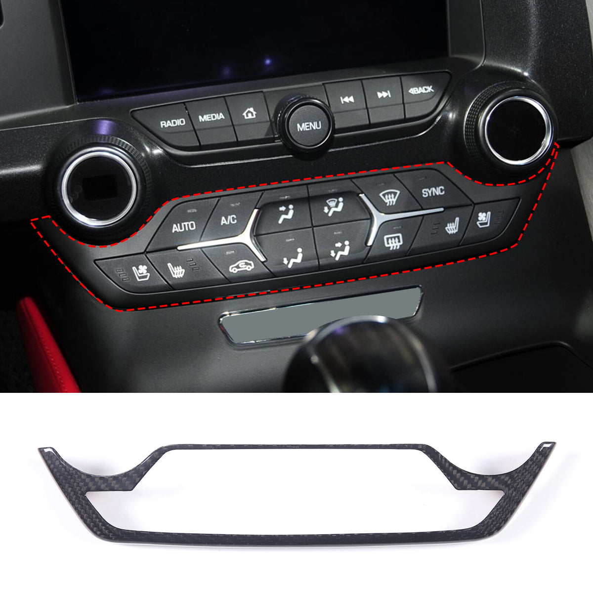 Real Carbon Fiber Interior Dashboard Trim Cover Decor Kit For Corvette C7 14-19 224