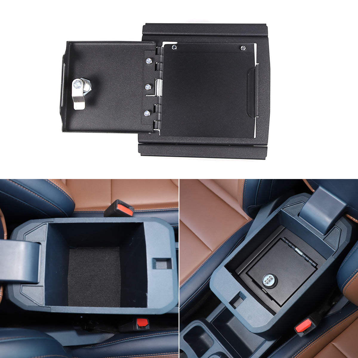Interior Console Lock Security Storage Vault Safe Box For Ford Maverick 2022 6