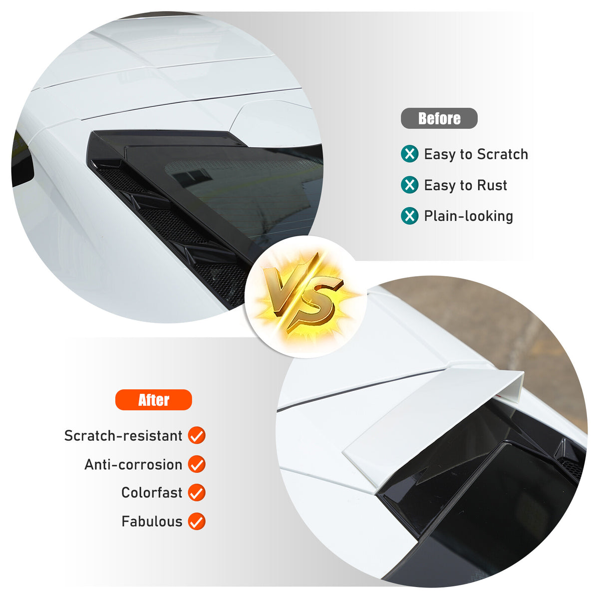 White ABS Rear Windshield Spoiler Trim Cover For Corvette C8 Coupe 2020+ 23