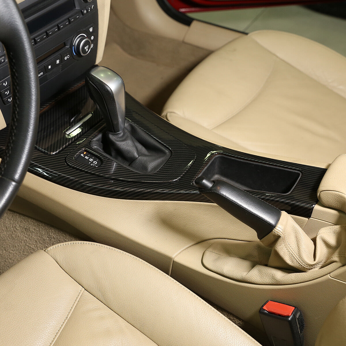 For BMW E90 E92 E93 05-12 ABS Carbon Fiber Center Console Gear Shift Panel Cover 10