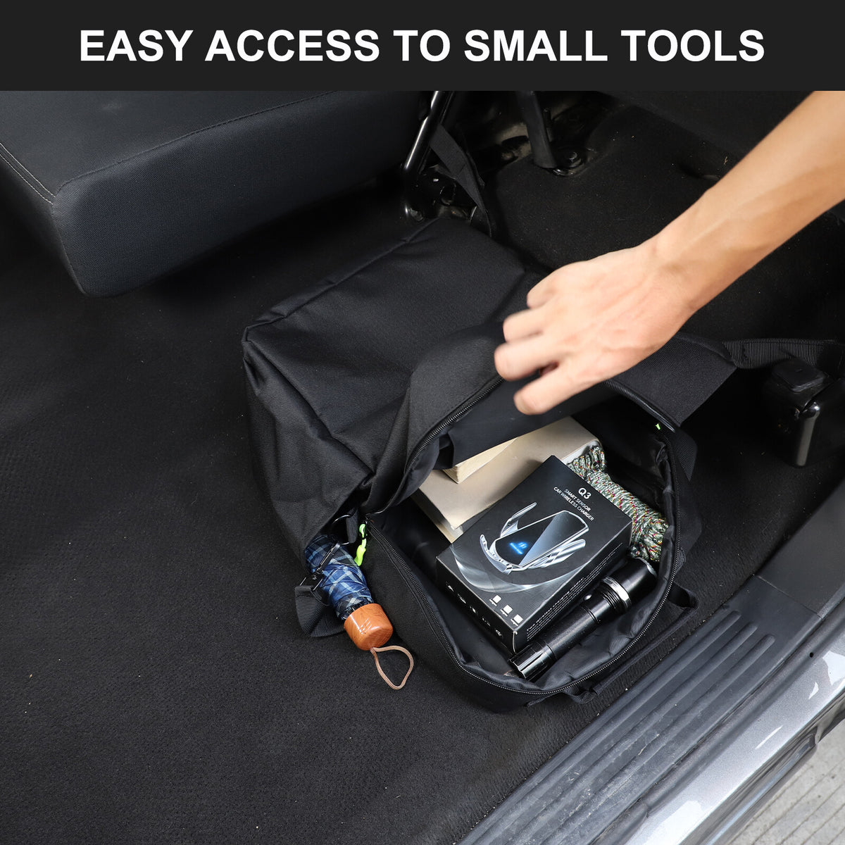 Black Underseat Organizer Tool Pockets Storage Bag for Nissan Titan 2016-2023 24