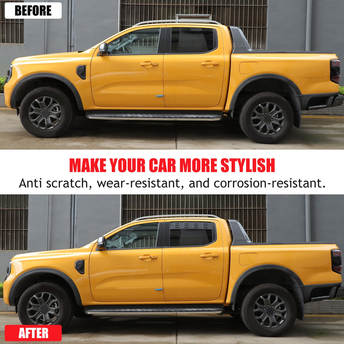 Aluminum Rear Door Window Louver Air Vent Panel Trim For Ford Ranger T9 2023+ 24