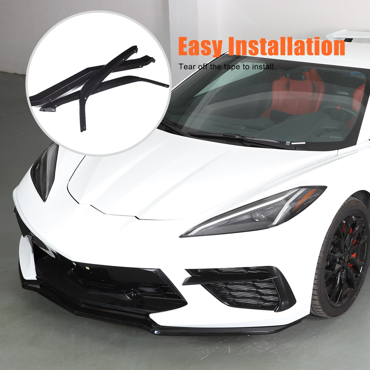 Replacement Black Front Bumper Lip Kit Splitter Exterior For Corvette C8 20+ US 22